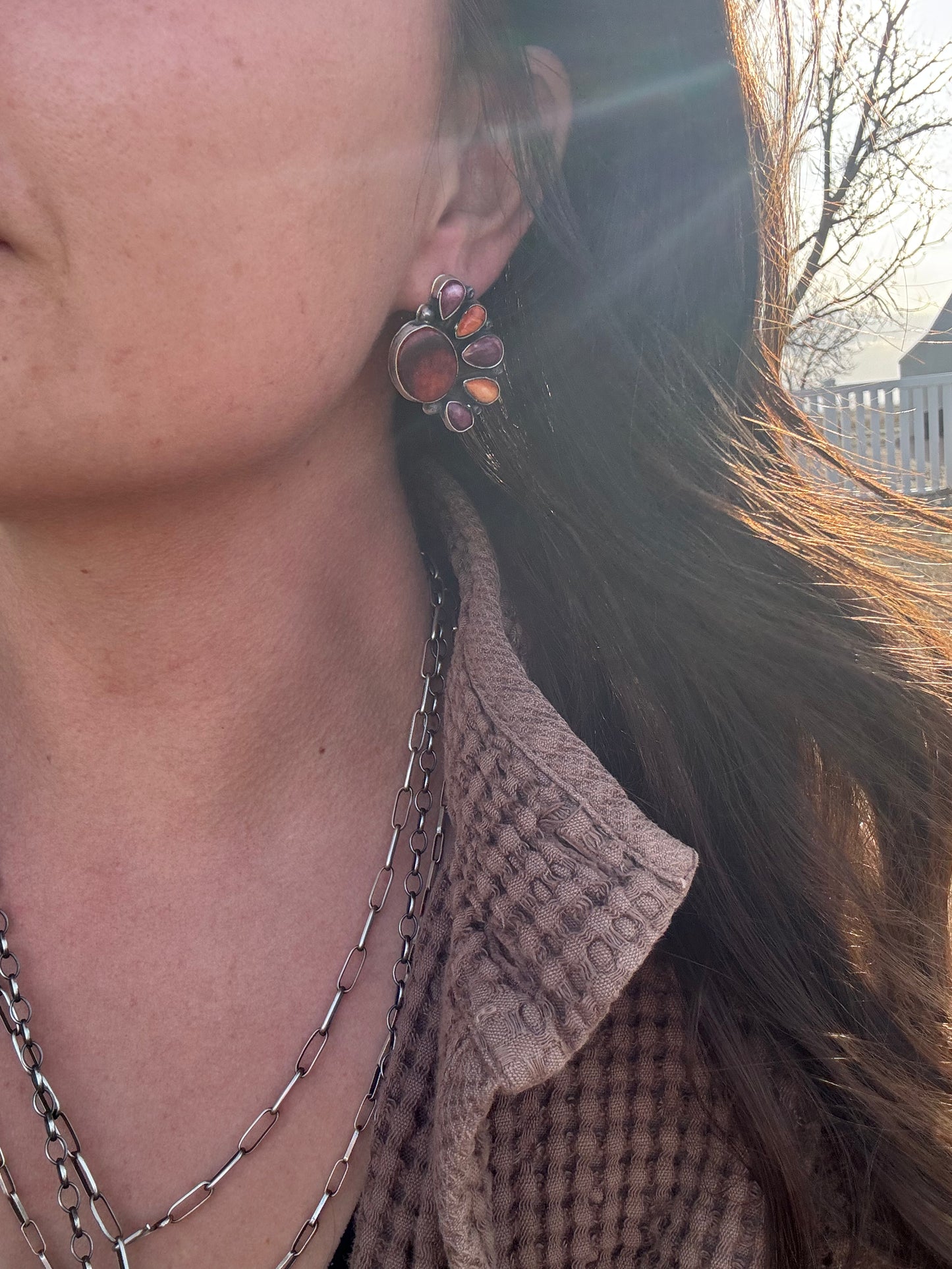 Spiny Oyster Cluster Earrings