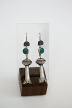 Load image into Gallery viewer, Turquoise Mercury Dime Squash Blossom Earrings
