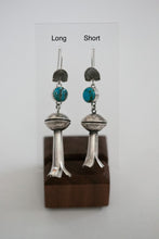 Load image into Gallery viewer, Turquoise Mercury Dime Squash Blossom Earrings
