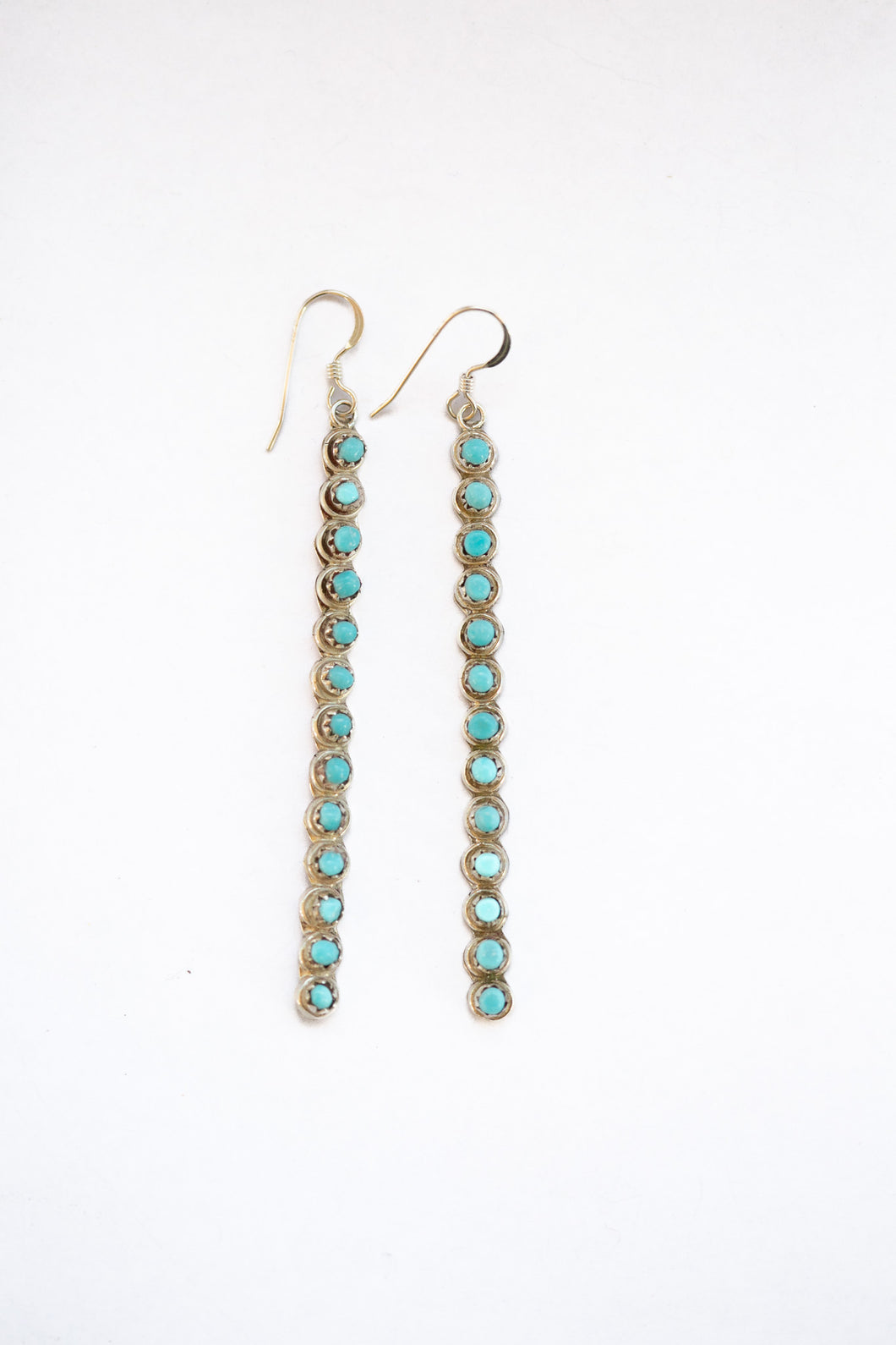 Zuni Snake Eye Long Dangle Earrings