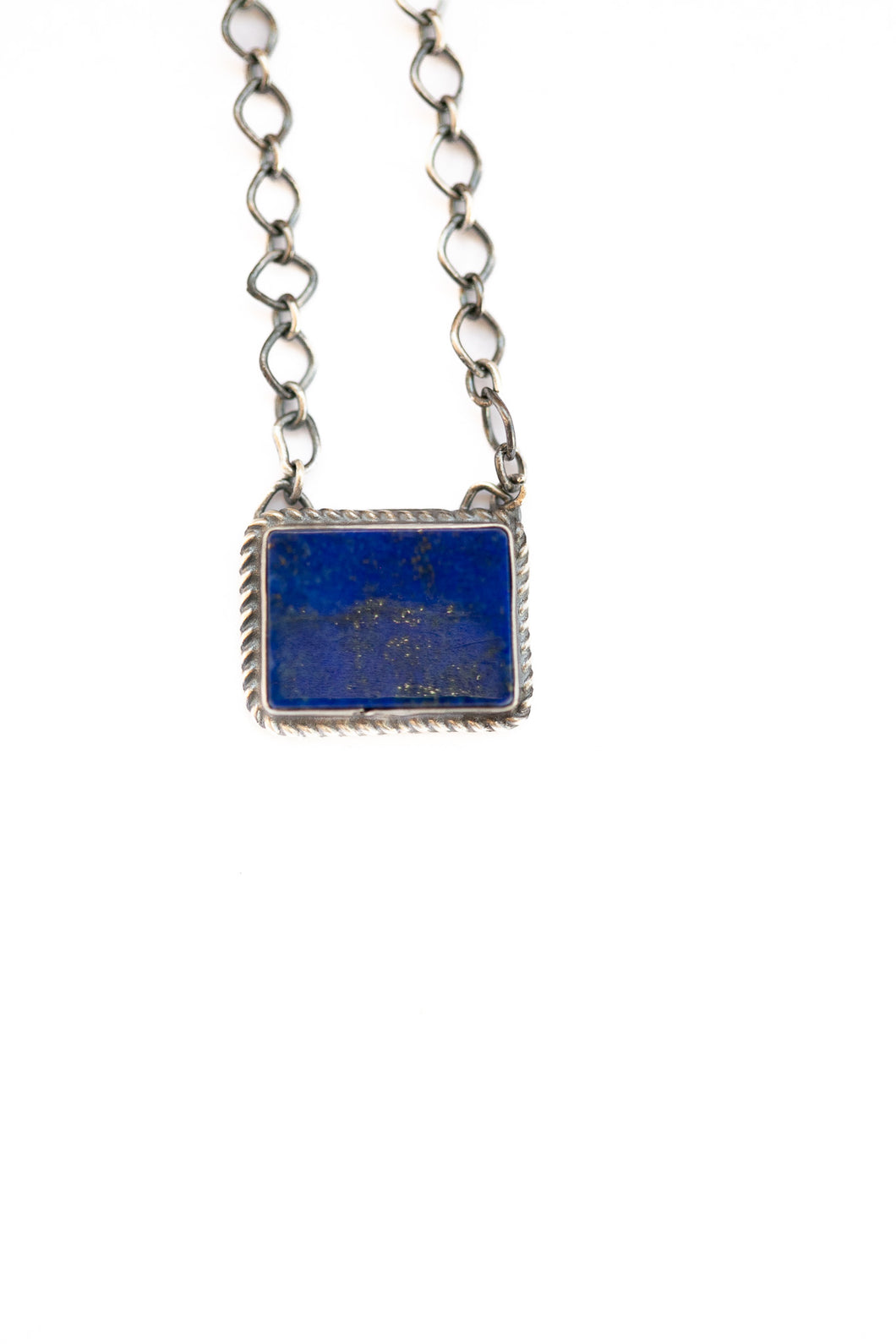 Denim Lapis Bar Necklace