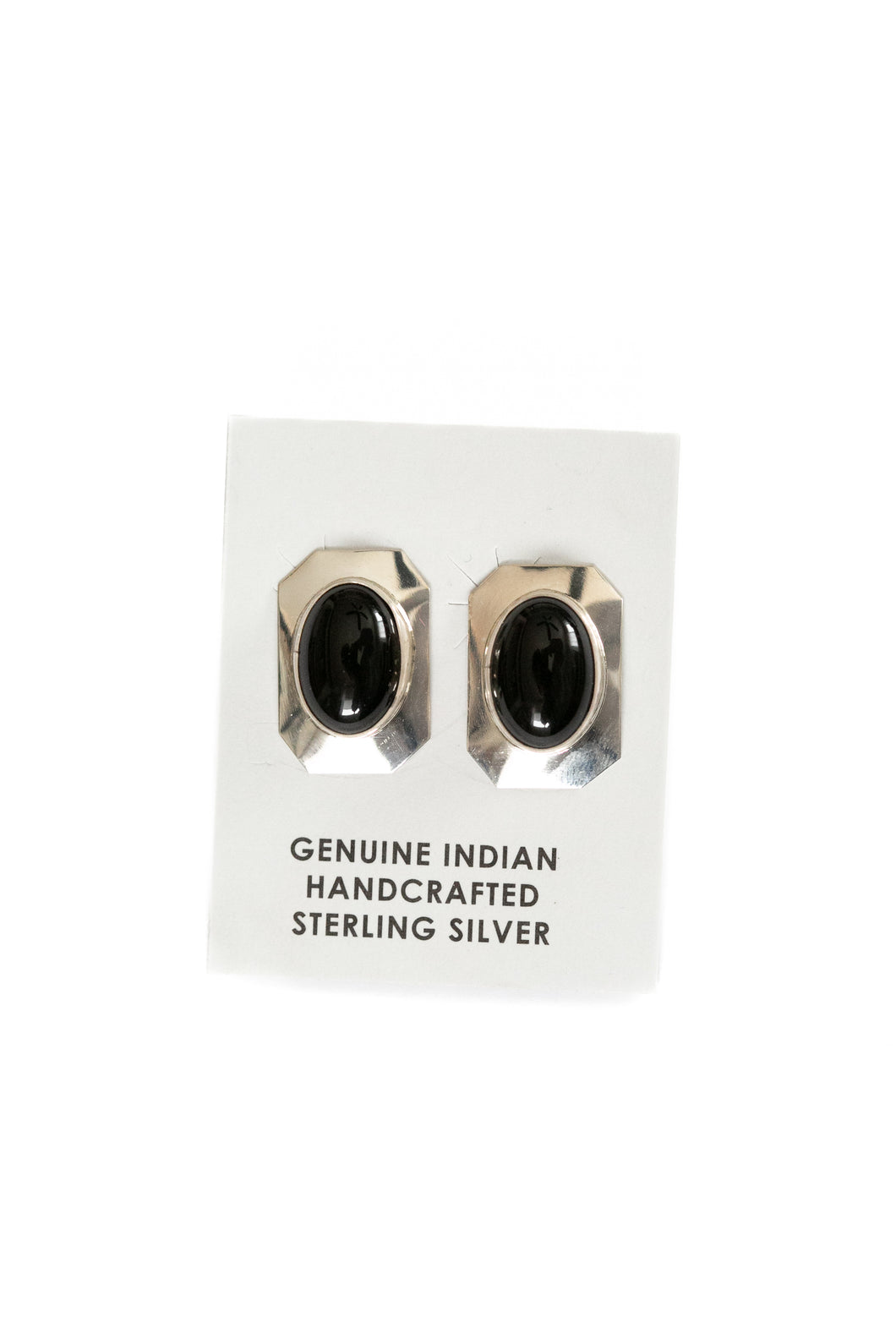 Black Onyx Post Earrings | Rectangle