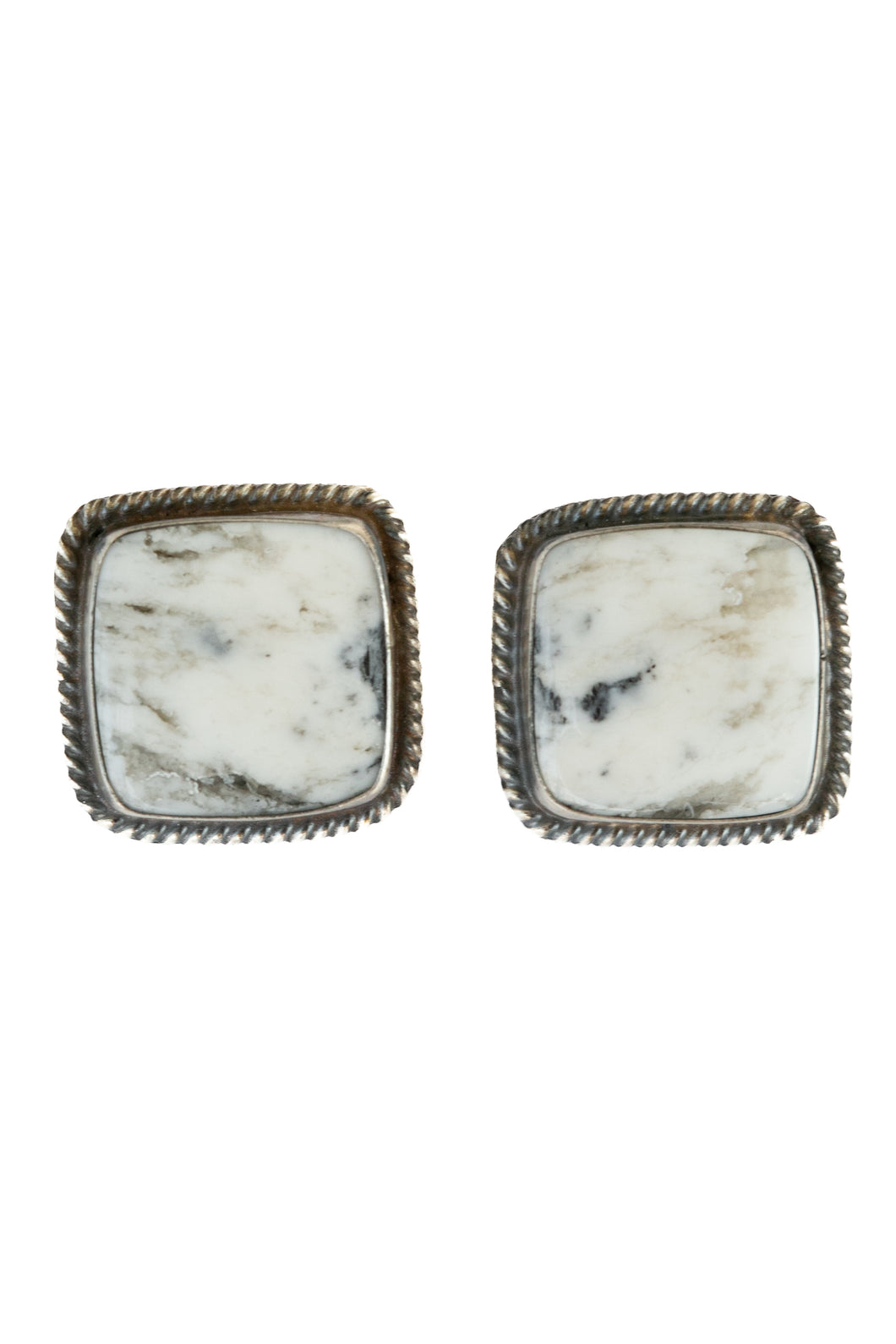 Square White Buffalo Earrings